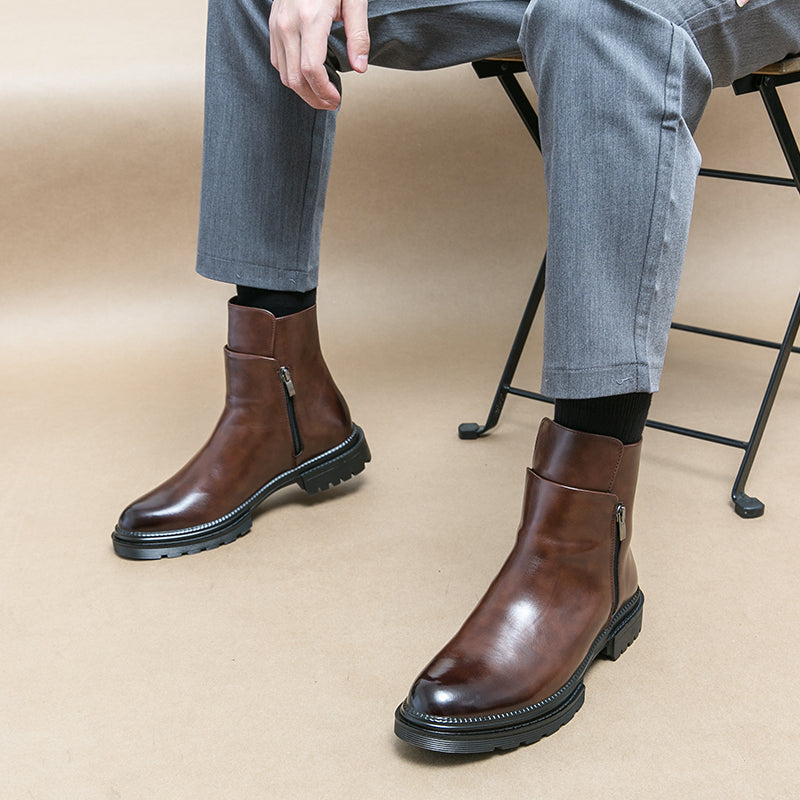 MARIO - Bottines en cuir Brillant pour Hommes - Made in Italy